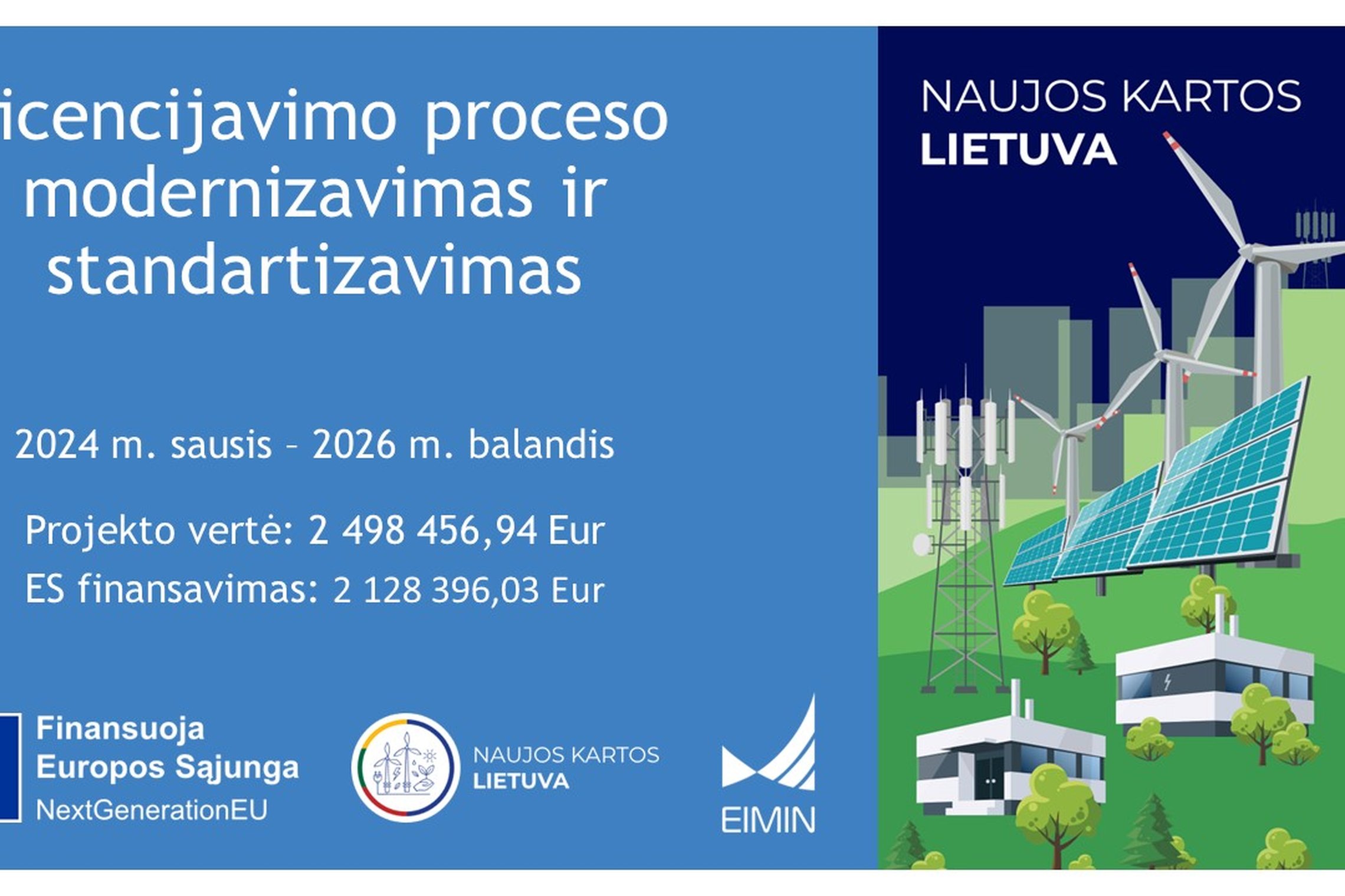 Licencijavimo proceso modernizavimas ir standartizavimas finansuojamas Europos Sąjungos 2024 m. sausis -2026 m. balandis.